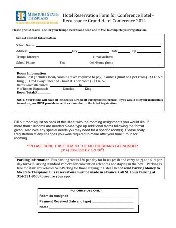 Hotel Reservations Form - Missouri State Thespians