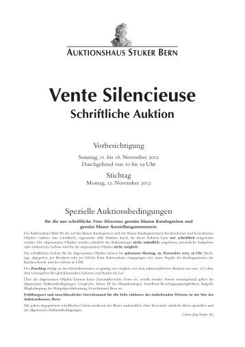 Vente Silencieuse Schriftliche Auktion - Das Auktionshaus Stuker