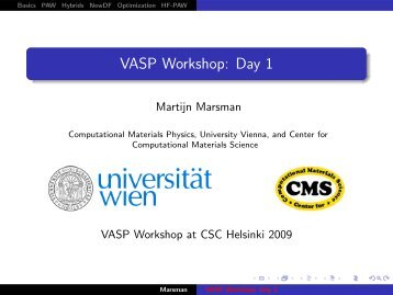 VASP Workshop: Day 1