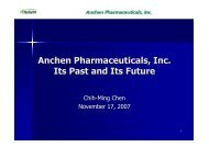 Anchen Pharmaceuticals, Inc. Its Past and Its Future