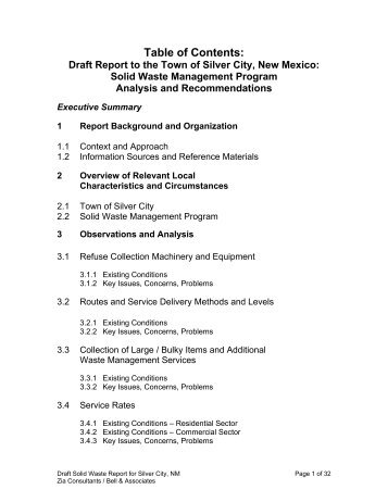 Solid Waste Draft Report - The Town of Silver City