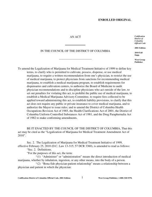 Amendment Act B18-622 - Medical Marijuana ProCon.org