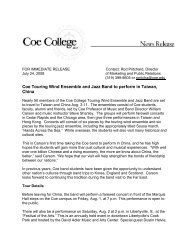 Tour Press Release - Libertyville - Public.coe.edu - Coe College