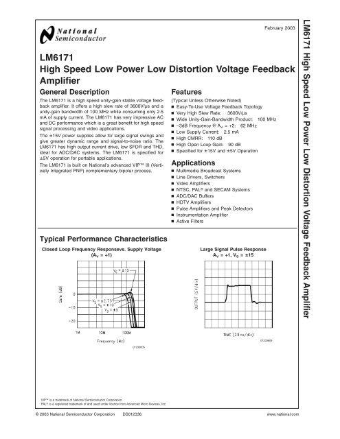 LM6171 High Speed Low Power Low Distortion Voltage ... - Micropik