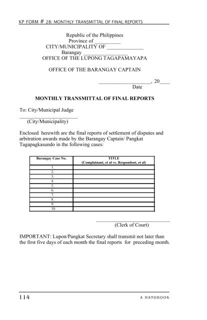 KATARUNGANG PAMBARANGAY - LGRC DILG 10