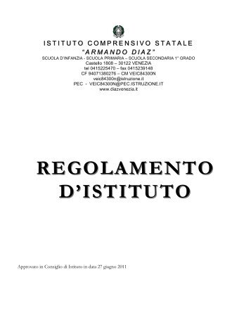 Regolamento Scolastico - Istituto Comprensivo Armando Diaz