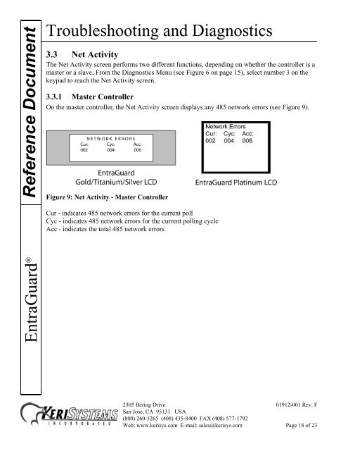 Troubleshooting and Diagnostics EntraGuard ... - Keri Systems