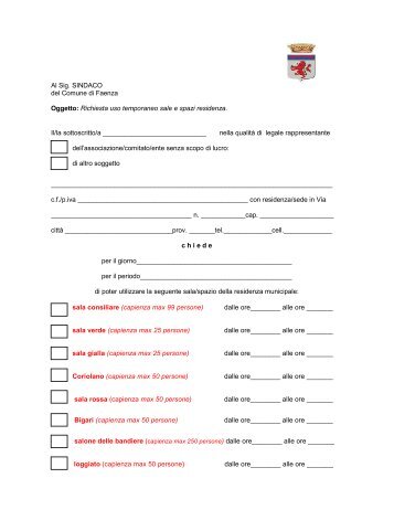 Modello richiesta di concessione (allegato A1) - Comune di Faenza
