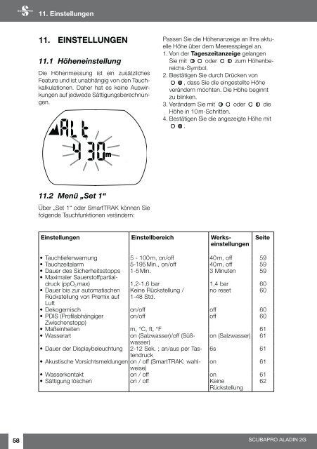 Bedienungsanleitung Aladin 2G - Scubapro