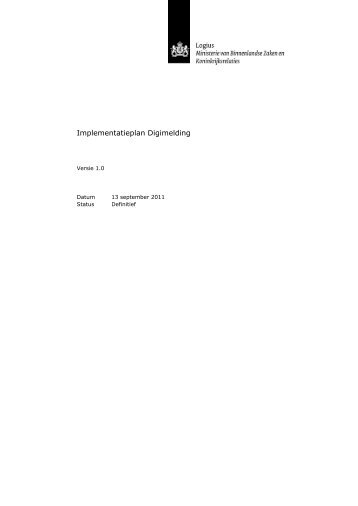 Implementatieplan Digimelding - Forum Standaardisatie