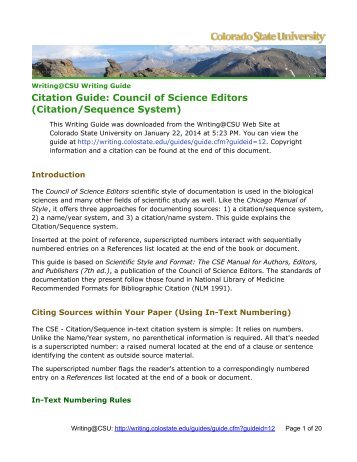 Citation Guide - Writing@CSU - Colorado State University