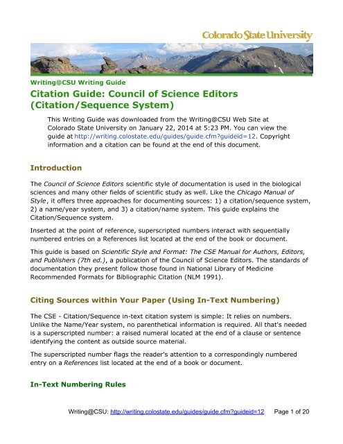 Citation Guide - Writing@CSU - Colorado State University