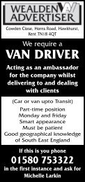 VAN DRIVER - The Wealden Advertiser