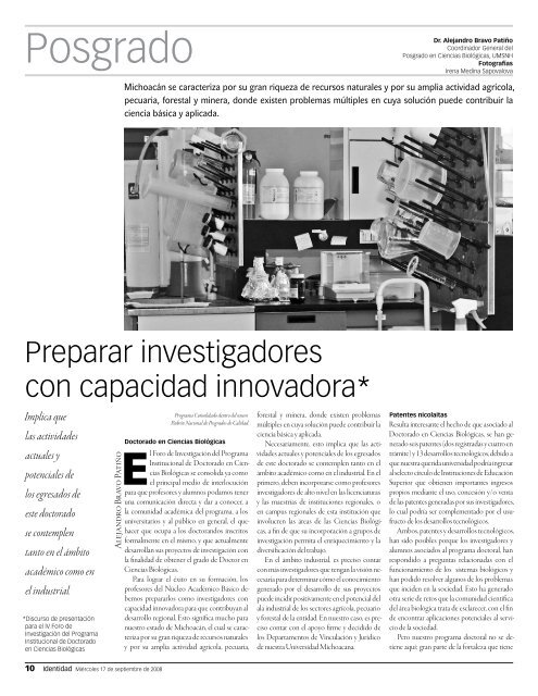 Innovaciones en el apoyo a la investigaciÃ³n nicolaita - CoordinaciÃ³n ...