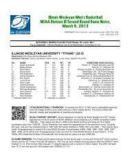 IWU Second Round Game Notes - Illinois Wesleyan University