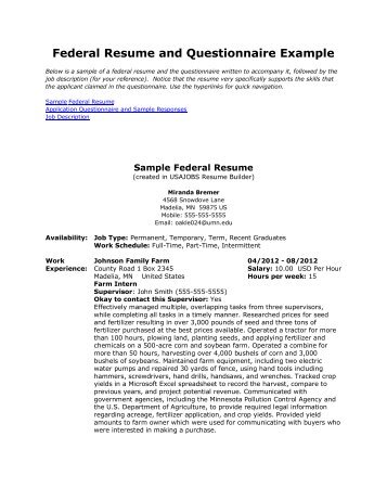 sample of federal resume