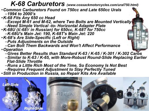 K-68 Carburetor - Good Karma Productions