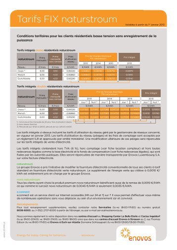 Conditions tarifaires FIX naturstroum à partir du 1 er janvier ... - Enovos