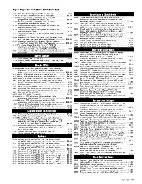 Slayer Pro 4x4 (Model 5907) Parts List - HobbyRC