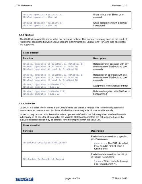 UTSL Reference