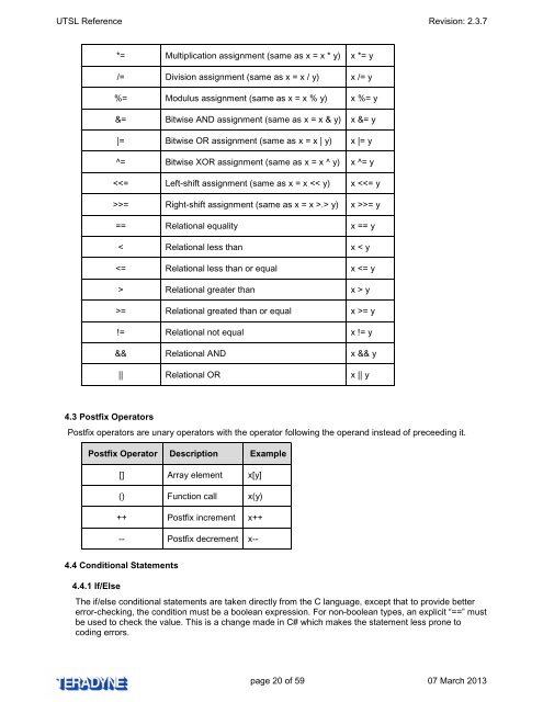 UTSL Reference