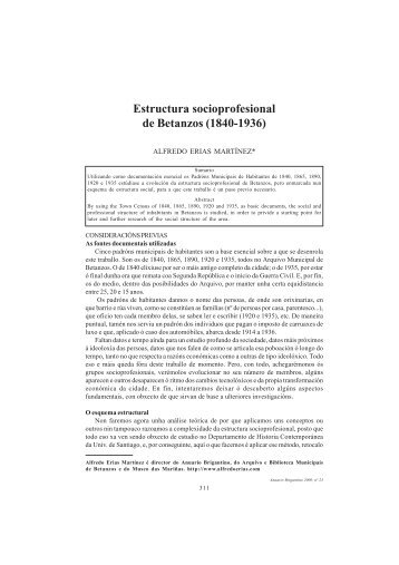 Estructura socioprofesional de Betanzos (1840-1936) - Anuario ...