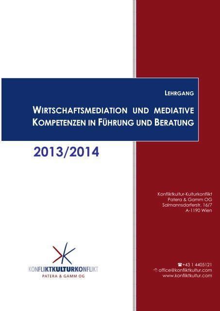 wirtschaftsmediation und mediative kompetenzen in ... - Konfliktkultur