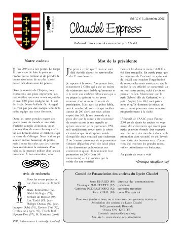 Volume 5, nÂ° 1 (dÃ©cembre 2003) - LycÃ©e Claudel