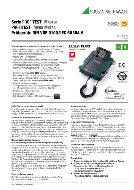 MPRO MXTRA Prüfgeräte DIN VDE 0100/IEC ... - Gossen-Metrawatt