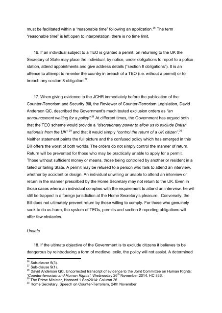 Liberty's Second Reading Briefing on the Counter-Terrorism & Security Bill in the House of Commons