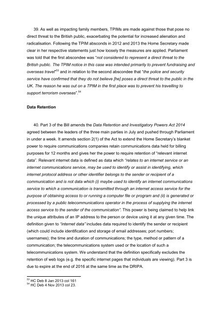 Liberty's Second Reading Briefing on the Counter-Terrorism & Security Bill in the House of Commons