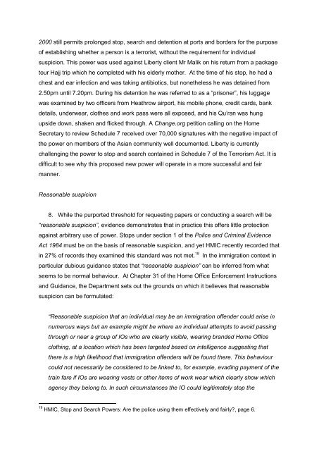 Liberty's Second Reading Briefing on the Counter-Terrorism & Security Bill in the House of Commons