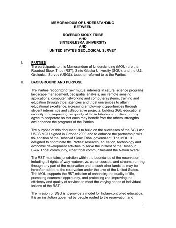 MEMORANDUM OF UNDERSTANDING BETWEEN ... - USGS