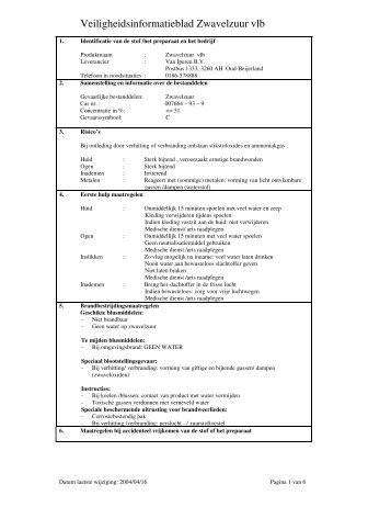 Veiligheidsinformatieblad Zwavelzuur vlb - BiogaS