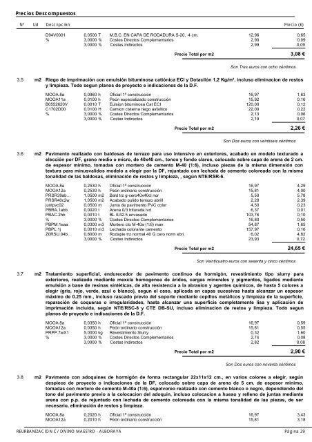 mediciones y presupuesto reurbanizacion c/ divino maestro - Alboraya