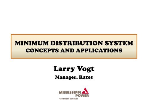 Minimum Distribution System Concepts and Applications