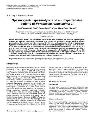 Spasmogenic, spasmolytic and antihypertensive activity of ...