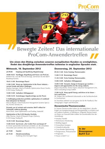 Agenda zum ProCom Anwendertreffen 2012 - ProCom GmbH