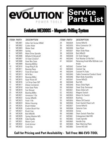 Service Parts List - Evolution Power Tools Ltd.