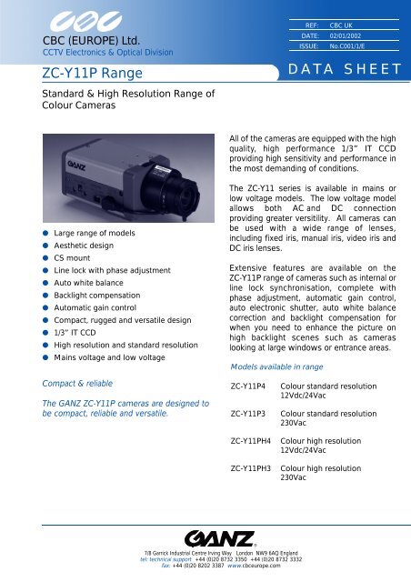 D ATA SHEET ZC-Y11P Range - RF Concepts