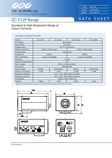 D ATA SHEET ZC-Y11P Range - RF Concepts