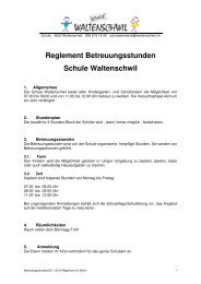 Reglement Betreuungsstunden Schule Waltenschwil