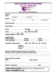 TEEN VOLUNTEER APPLICATION FORM - Selwyn House School