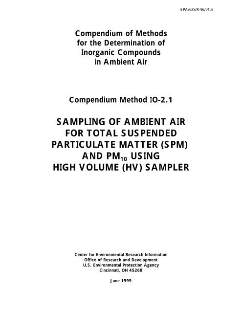 sampling of ambient air for total suspended particulate matter