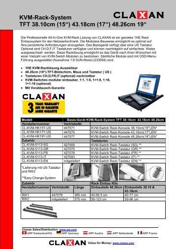 KVM-Rack-System TFT 38.10cm (15“) 43.18cm (17“) 48.26cm ... - ARP