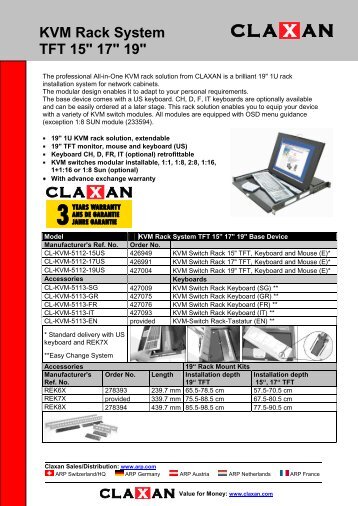 KVM Rack System TFT 15" 17" 19" - Arp