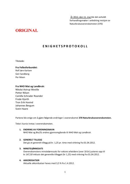Klikk her for Ã¥ se enighetsprotokollen - Fellesforbundet