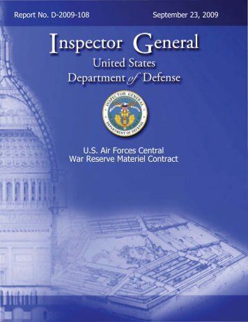 U.S. Air Forces Central War Reserve Materiel Contract - DoD-IG