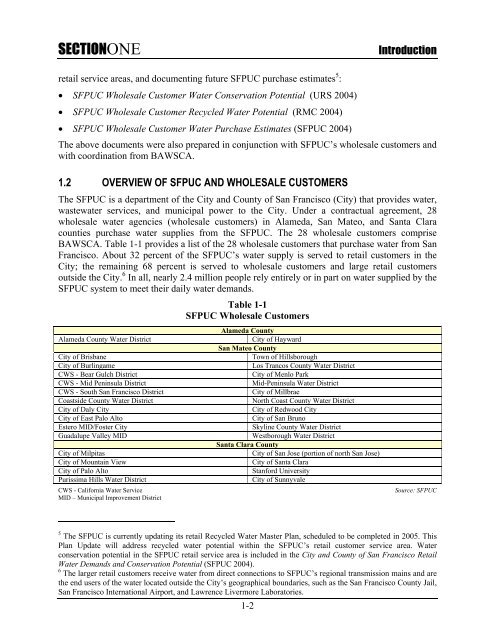 SFPUC Wholesale Customer Water Demand Projections ... - BAWSCA