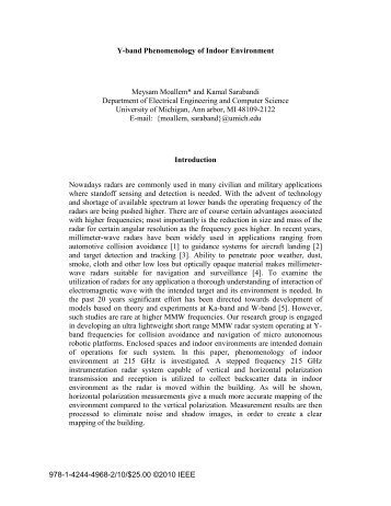 Y-band Phenomenology of Indoor Environment Meysam Moallem ...